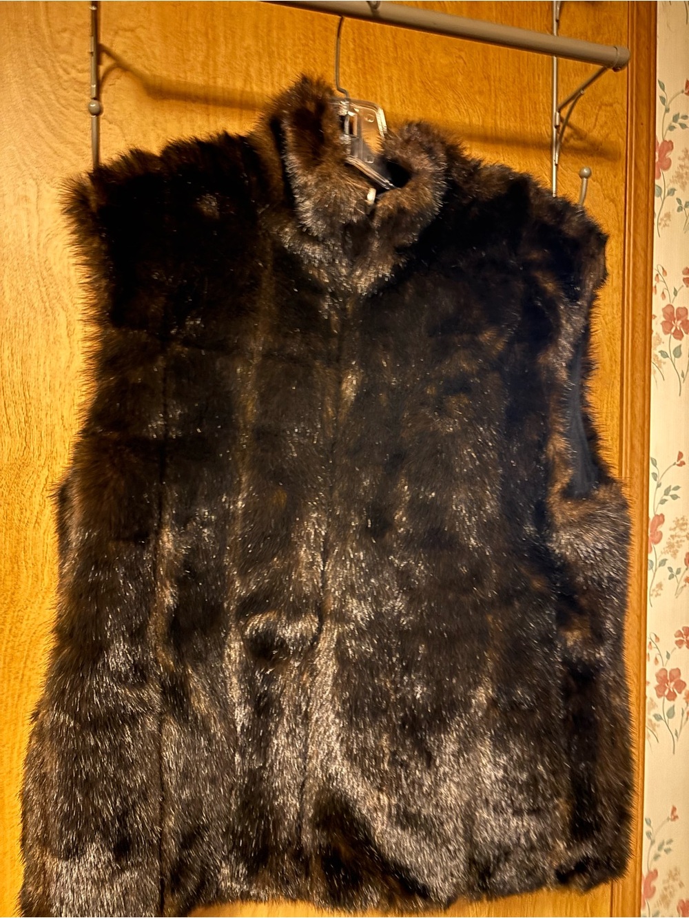 Women's Dark Brown Faux Fur Reversible Vest - Plush Sleeveless Outerwear